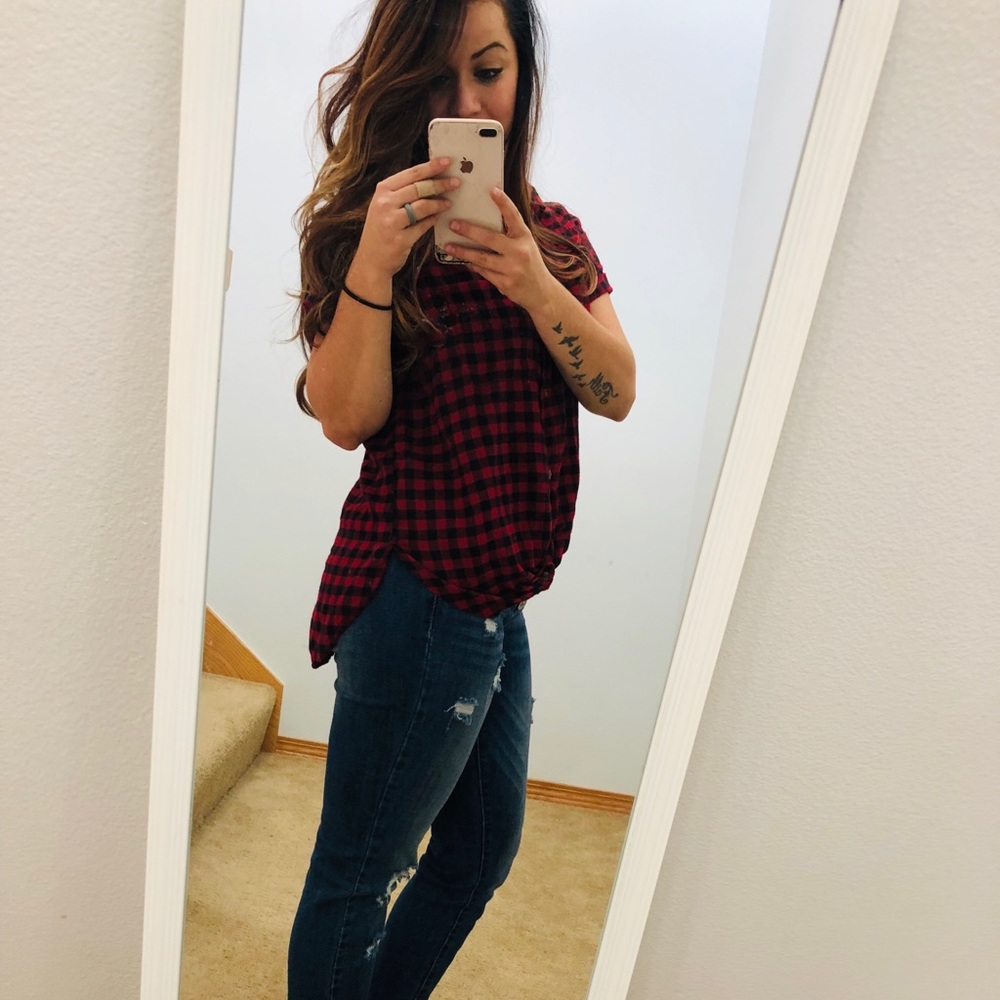 Plaid button down tee - Picture 3 of 3